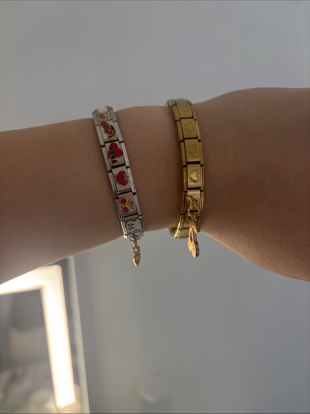 2 stainless steel italian charm bracelets with tool